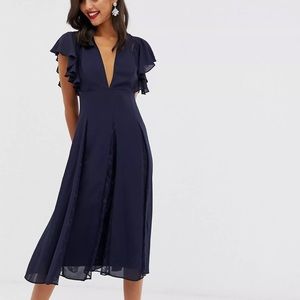NWT ASOS DESIGN midi dress with lace godet panels